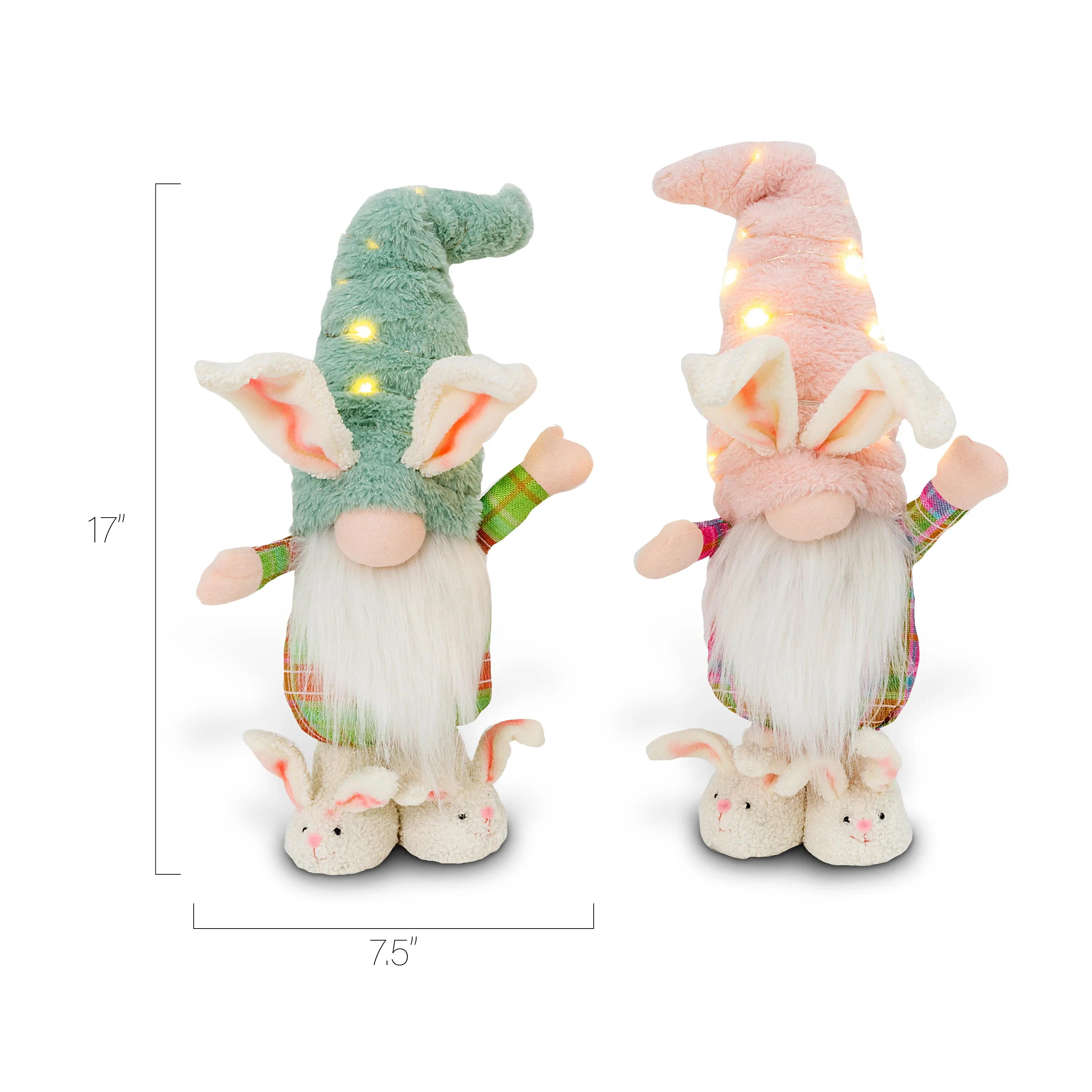 17 in. Illuminating Standing Easter Bunny Gnome