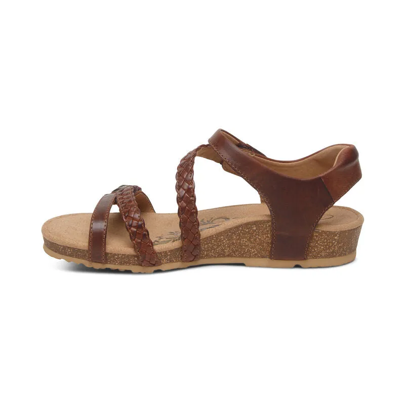 Aetrex Women's Jillian Braided Quarter Strap Sandal - Walnut SC441