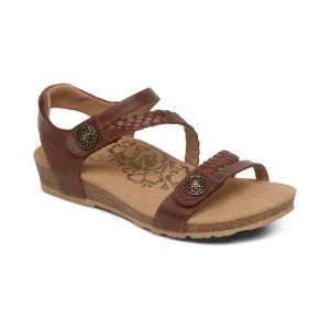 Aetrex Women's Jillian Braided Quarter Strap Sandal - Walnut SC441