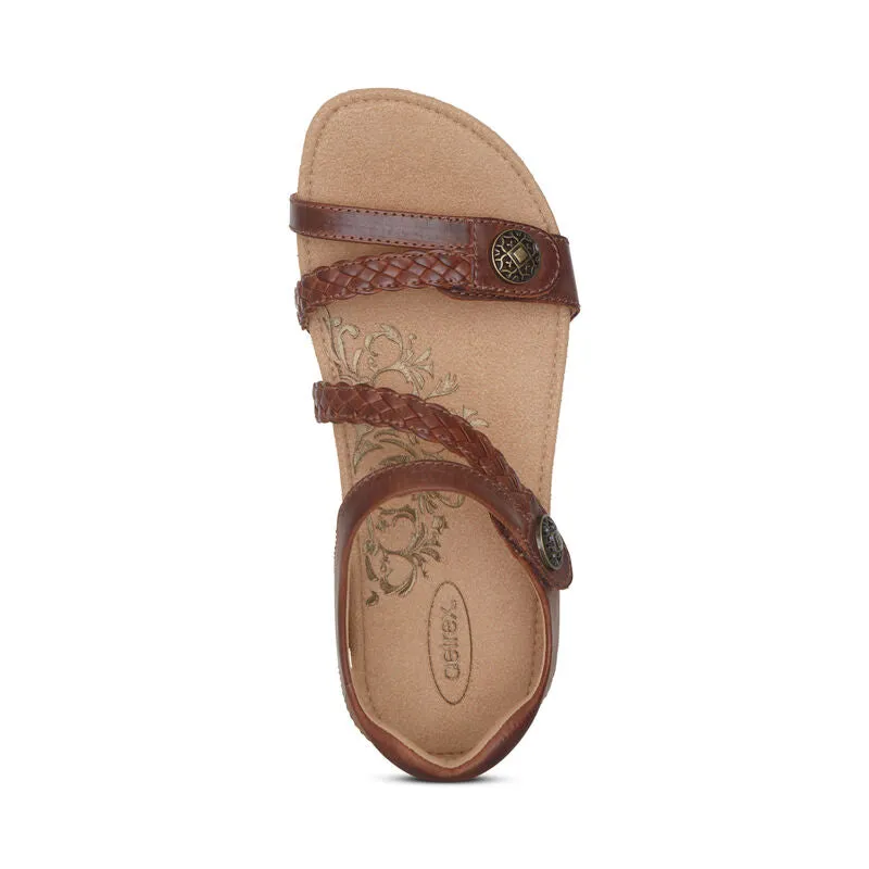 Aetrex Women's Jillian Braided Quarter Strap Sandal - Walnut SC441