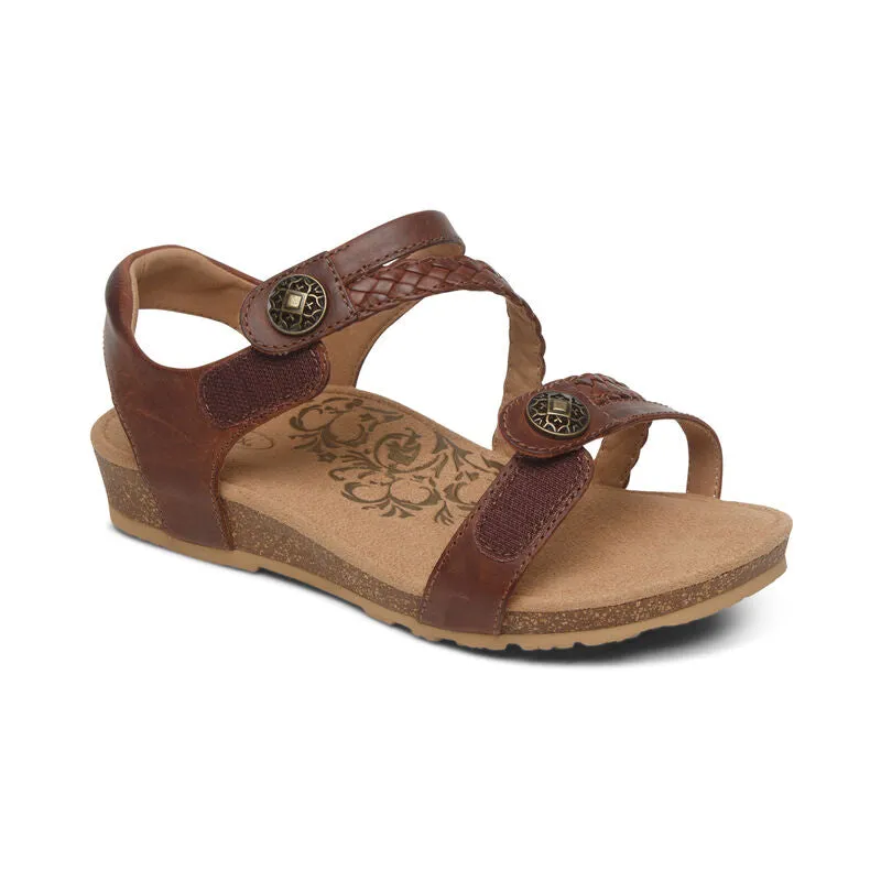 Aetrex Women's Jillian Braided Quarter Strap Sandal - Walnut SC441