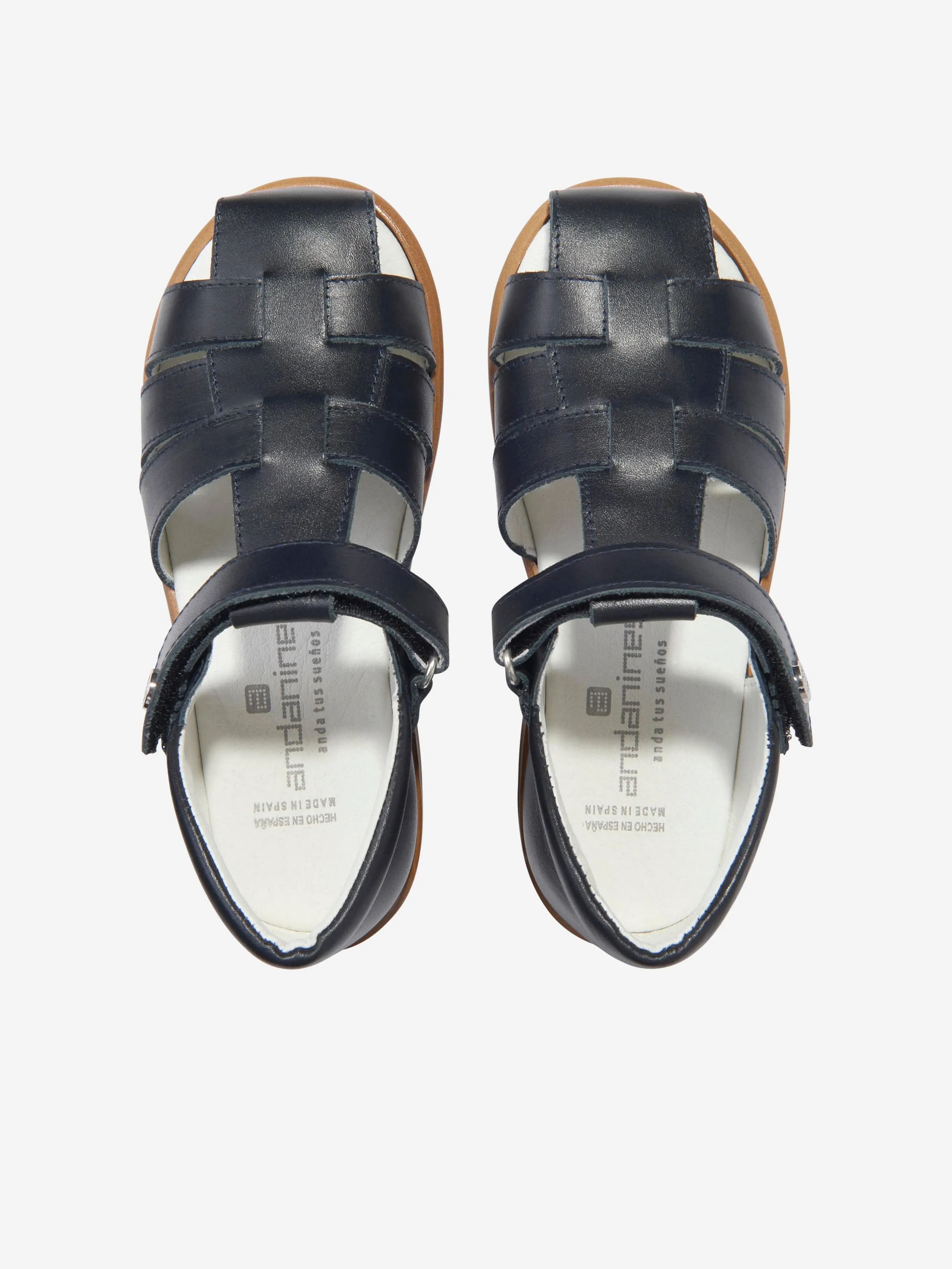 Andanines Boys Leather Sandals in Navy