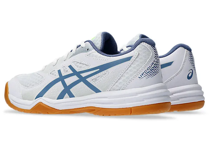 Asics Upcourt 5 GS Junior Court Shoes, White / Denim Blue