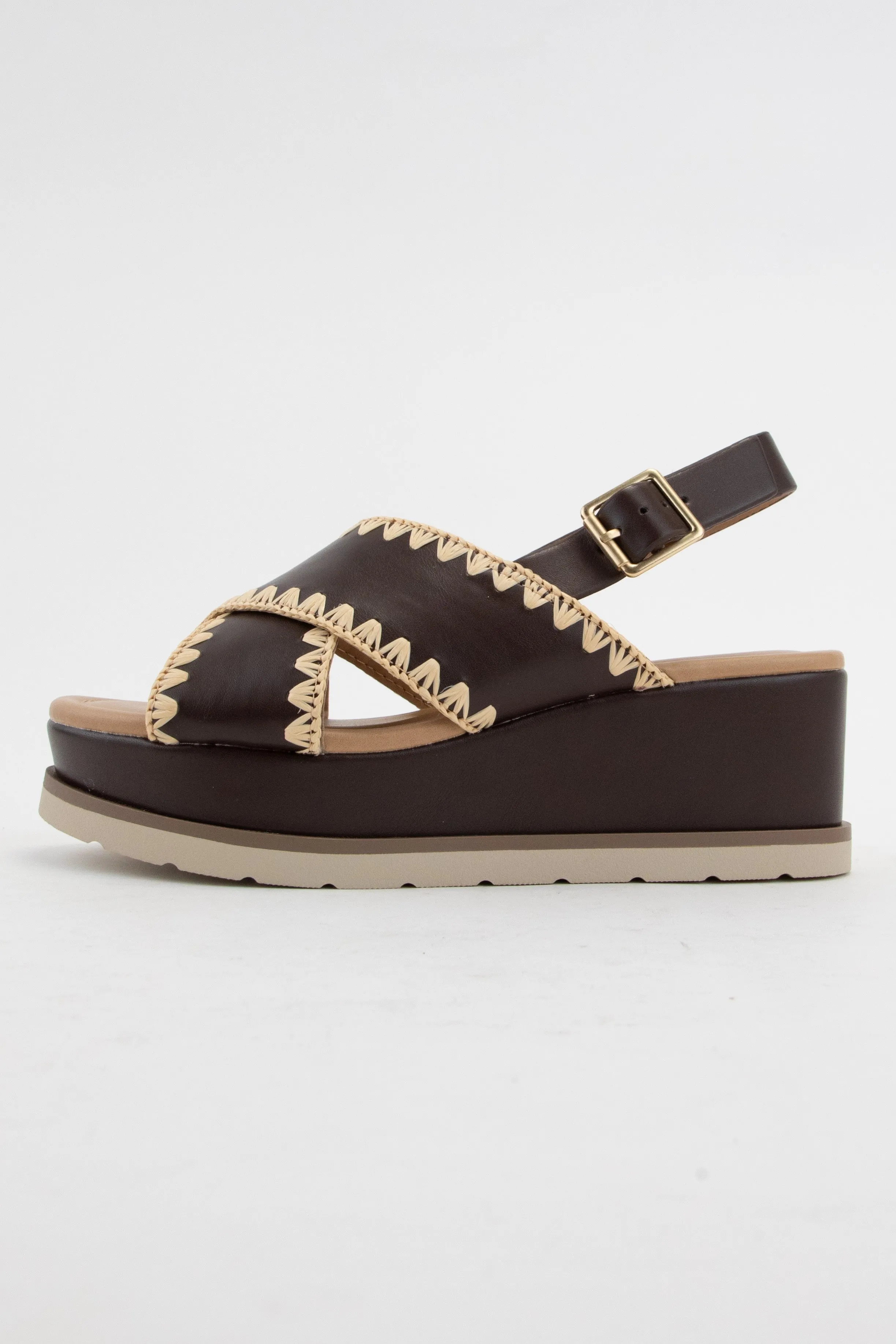 Blanket Stitching Cross Strap Sandal