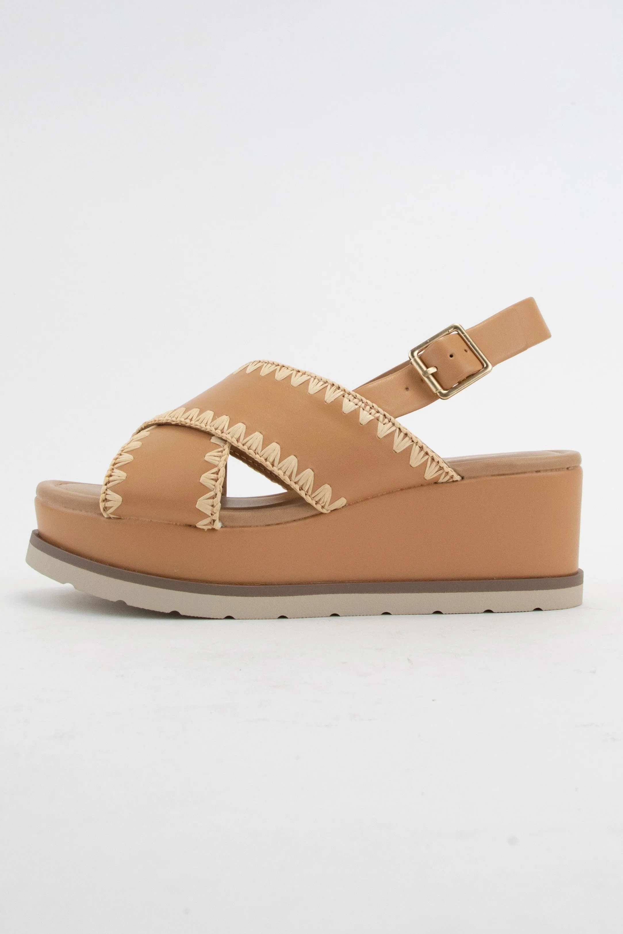 Blanket Stitching Cross Strap Sandal