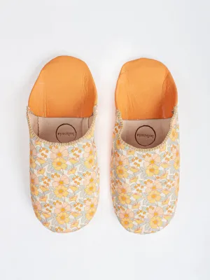 Bohemia Floral Fabric Babouche Slippers, Honey Floral