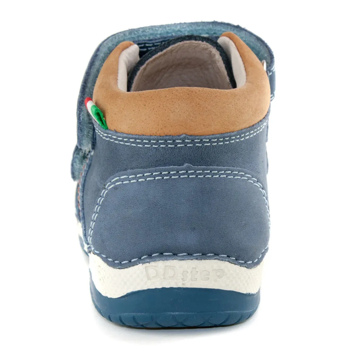 D.D. Step Toddler Boy Shoes Navy Blue With Brown Top - Supportive Leather From Europe Kids Orthopedic