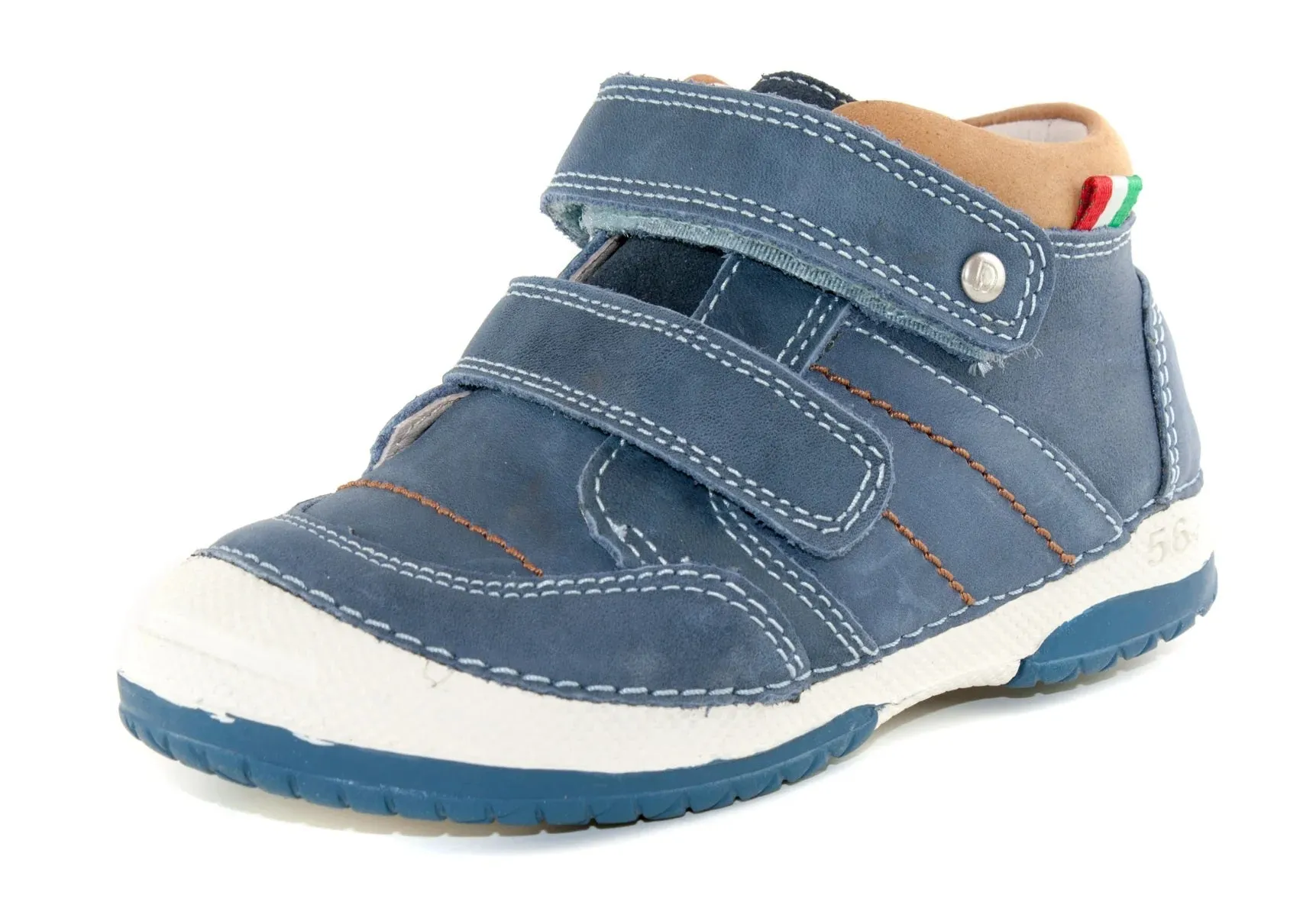 D.D. Step Toddler Boy Shoes Navy Blue With Brown Top - Supportive Leather From Europe Kids Orthopedic