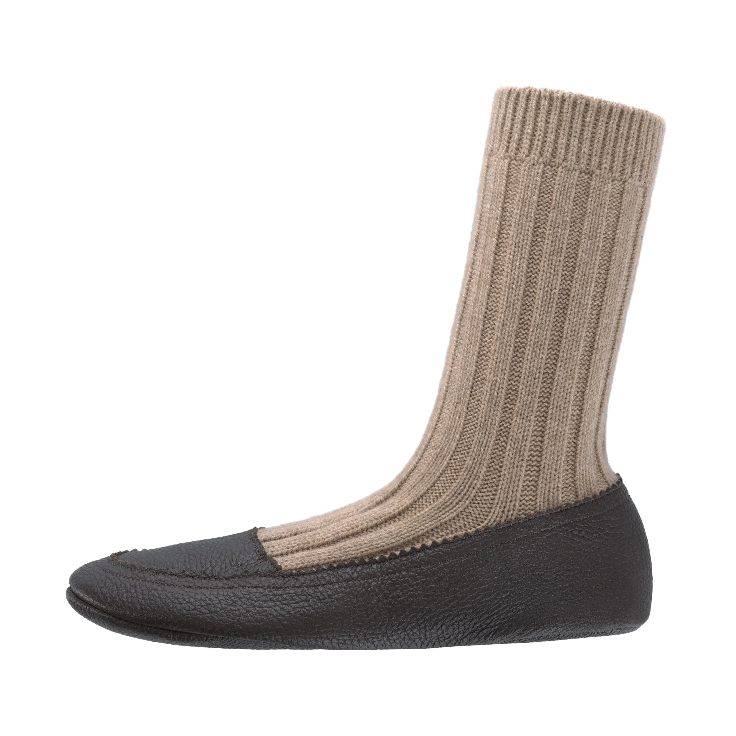 Deer and Cashmere Slippers in Brown Ciocco