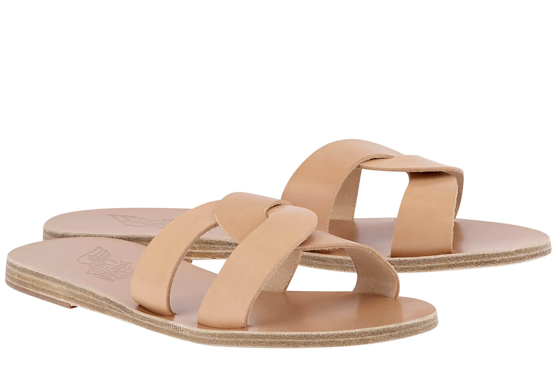 Desmos Leather Slide Sandals Natural