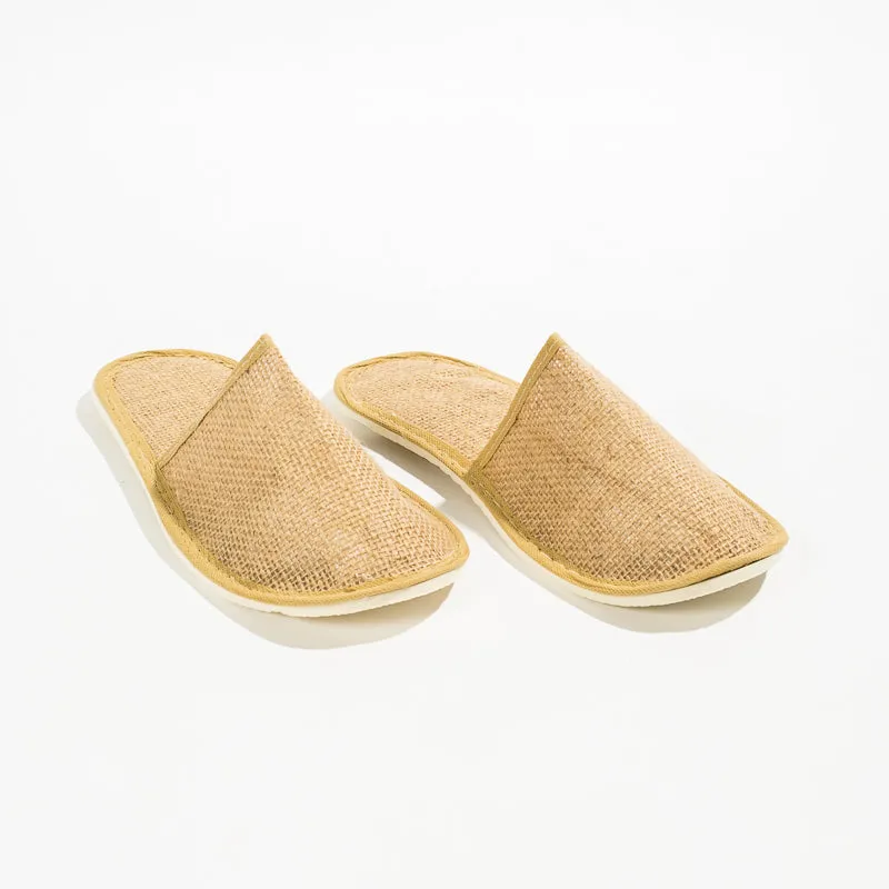 Disposable Natural Jute Slippers Closed-toe