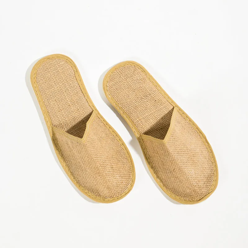 Disposable Natural Jute Slippers Closed-toe