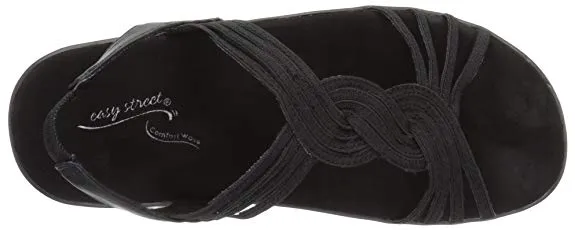 Easy Street Women's Natara Flat Sandal, Black (Women)