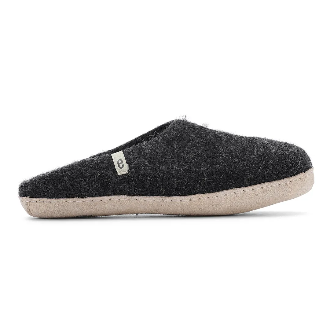 Egos Copenhagen Fair Trade Natural Wool Slippers Black