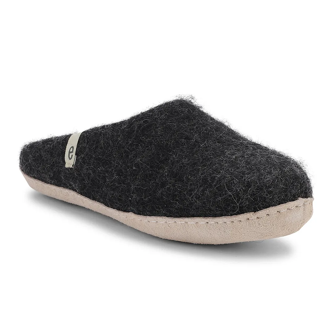 Egos Copenhagen Fair Trade Natural Wool Slippers Black