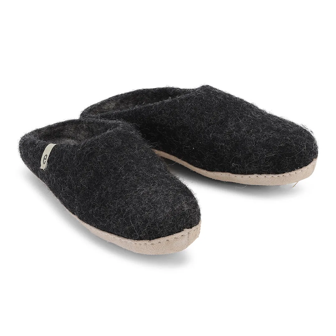 Egos Copenhagen Fair Trade Natural Wool Slippers Black