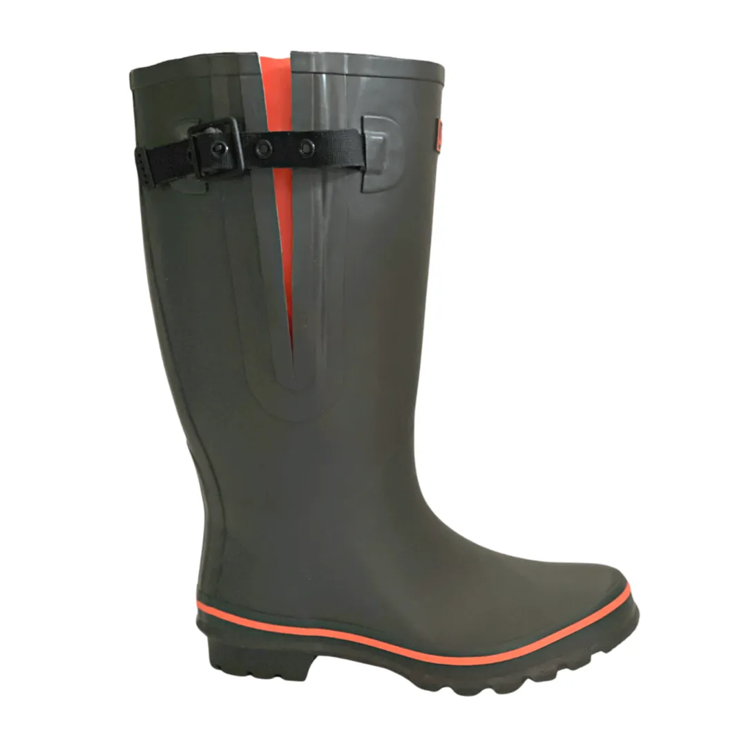 Extra Wide Calf Women's Rain Boots - Grey with Coral Trim - Fit 16-23 inch Calf - Wide in Foot and Ankle