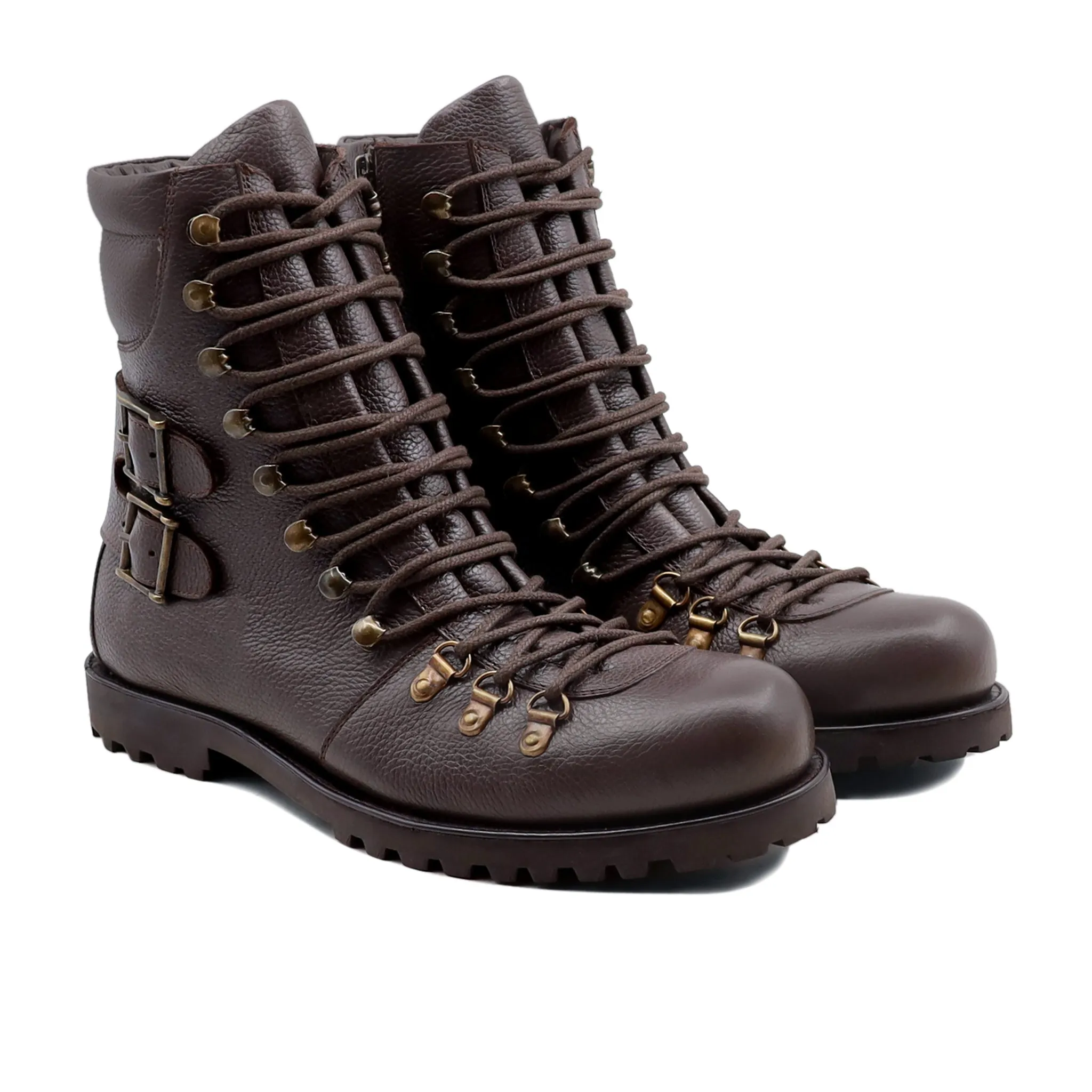 Fontan - Men's Dark Brown Pebble Grain Leather Boot