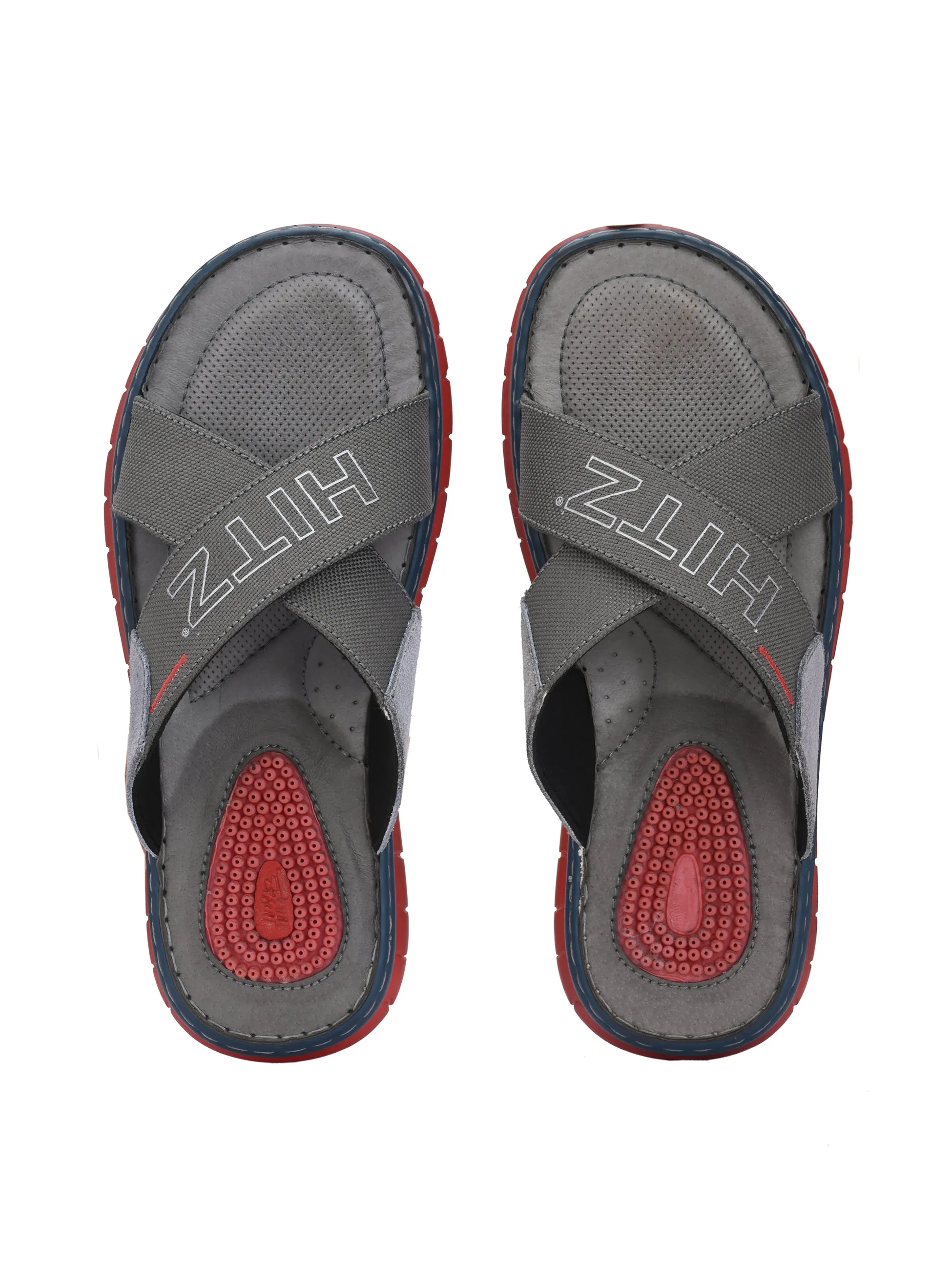 Hitz Men's Grey Fabric Casual Slipper