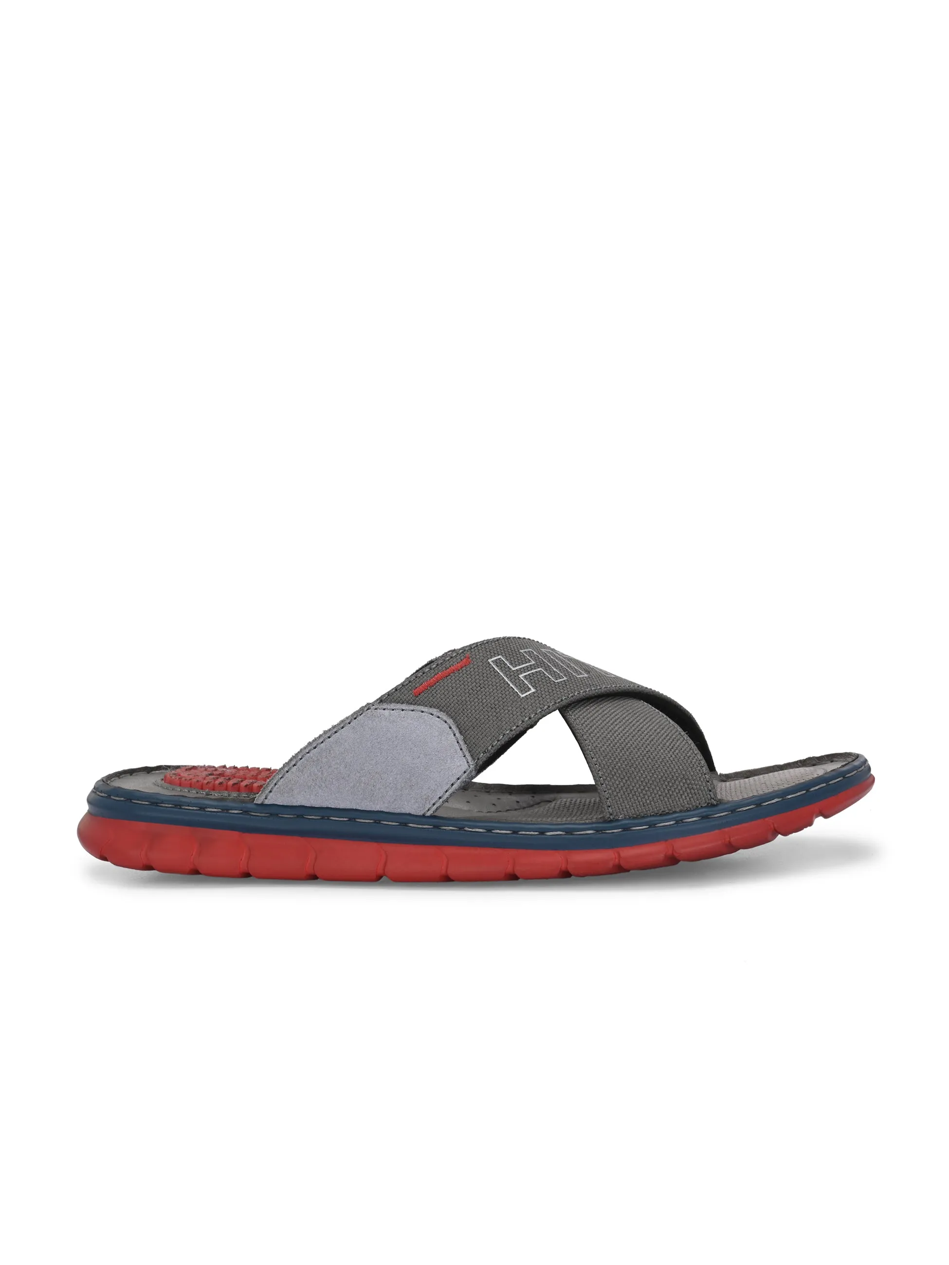 Hitz Men's Grey Fabric Casual Slipper