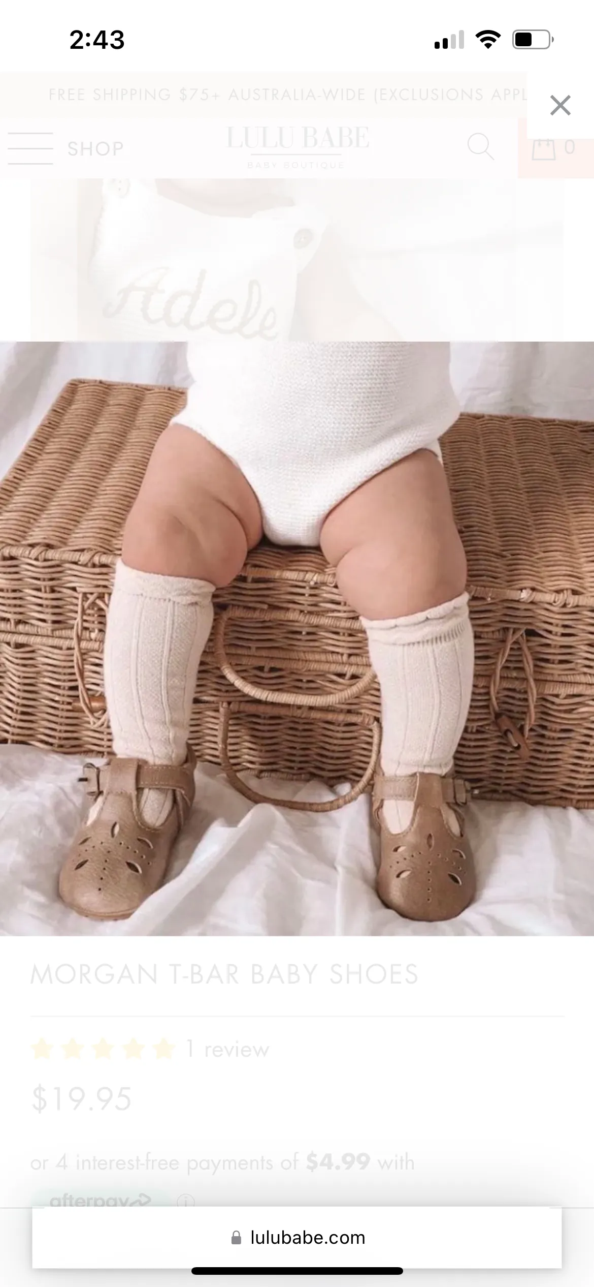 JESSICA T-BAR BABY SHOES - TAN