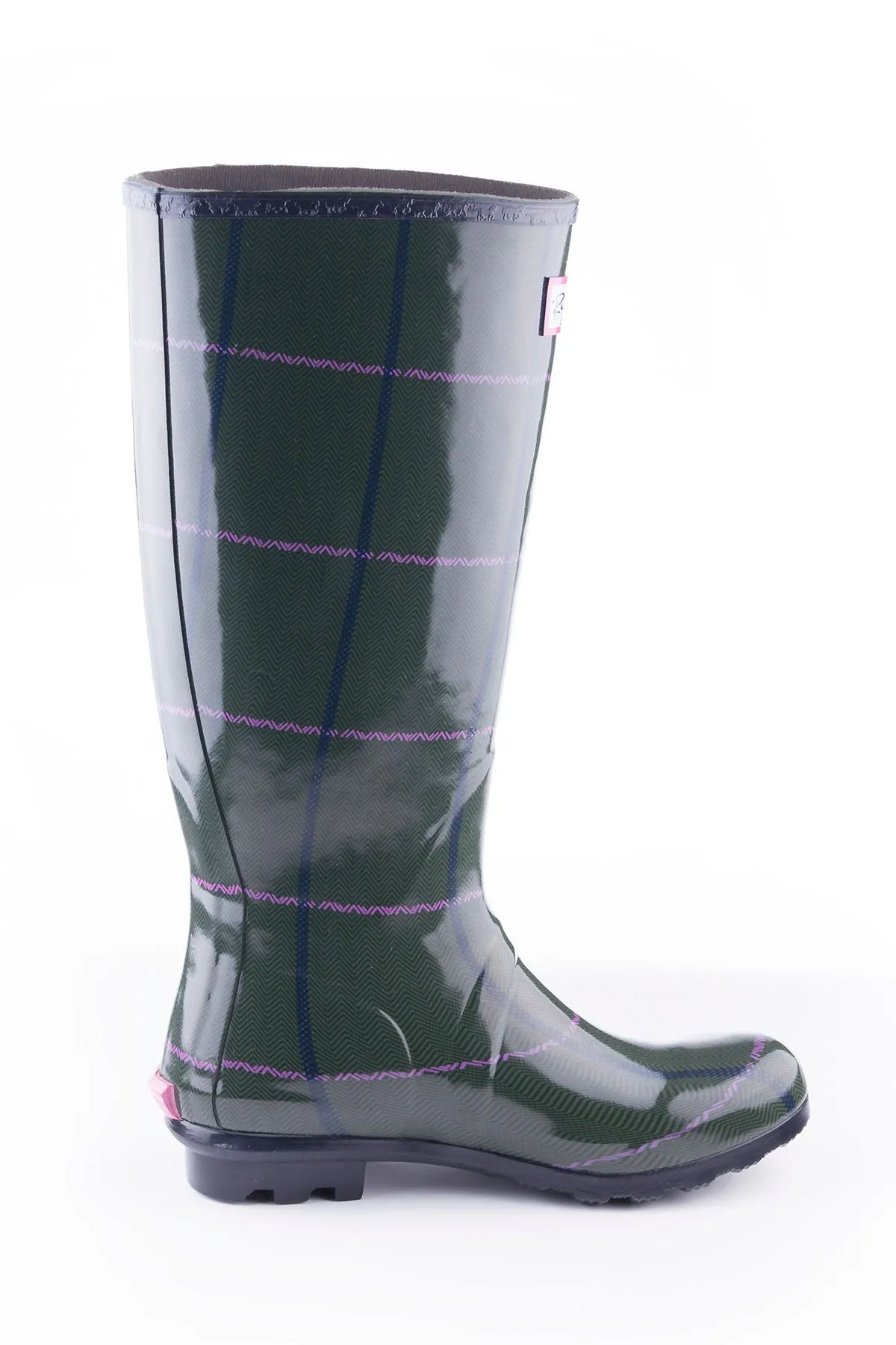 Ladies Ripon High Gloss Tweed Pattern Wellingtons