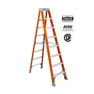 LOUISVILLE FS1508 Series Fiberglass Step Ladder 8' with 300 lb. Load Capacity Type IA Duty Rating