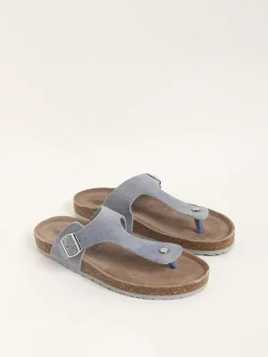 LUNA BLU Blue Suede T-Bar Comfort Sandals