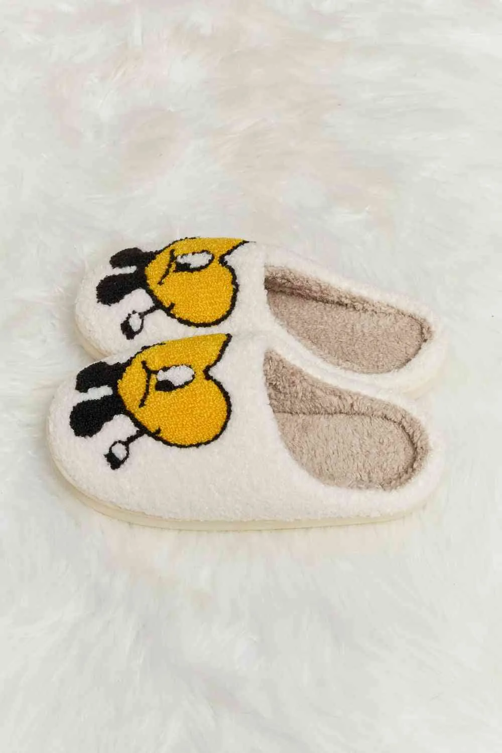 Melody Love Heart Print Plush Slippers