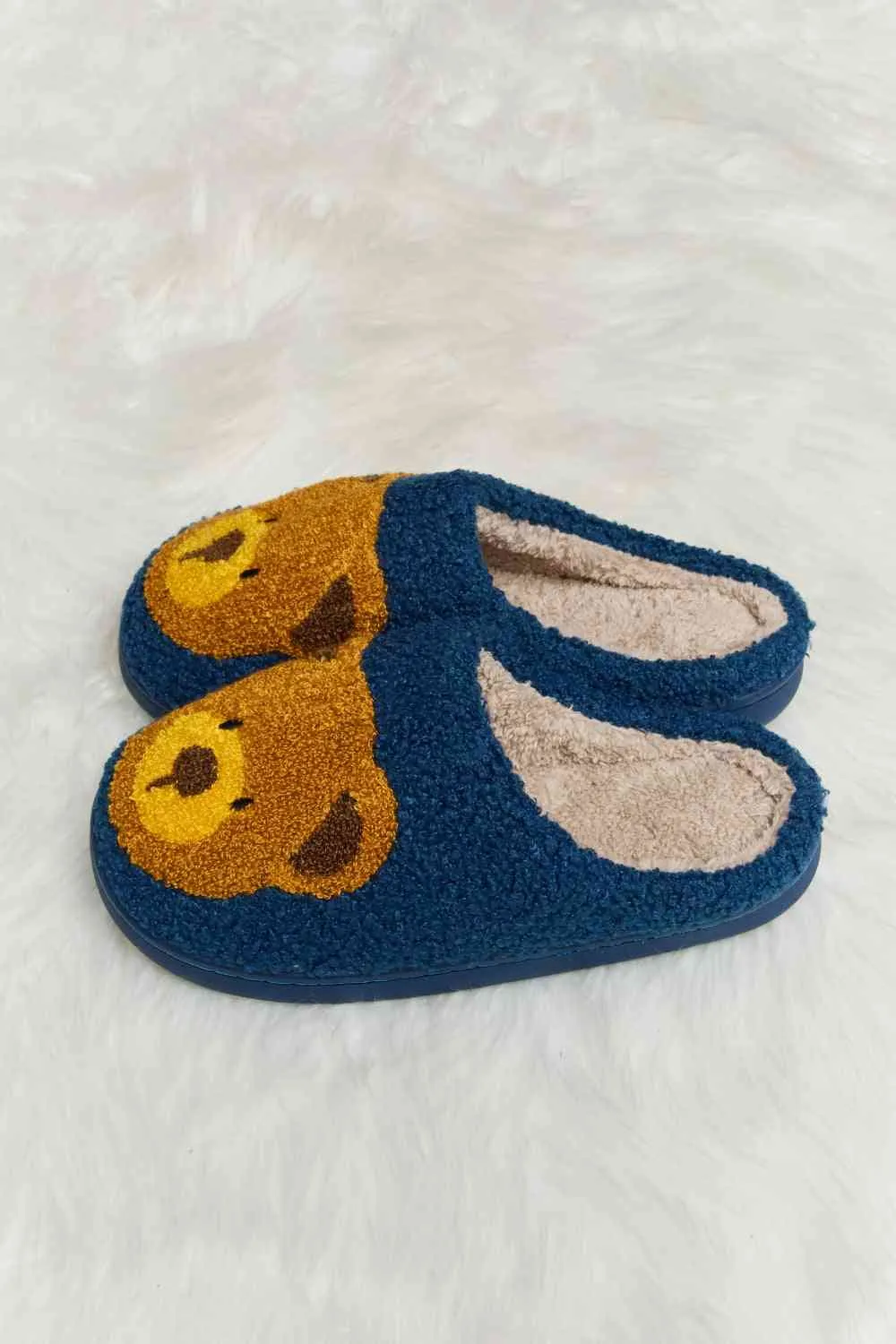 Melody Teddy Bear Print Plush Slide Slippers - 6 Colors