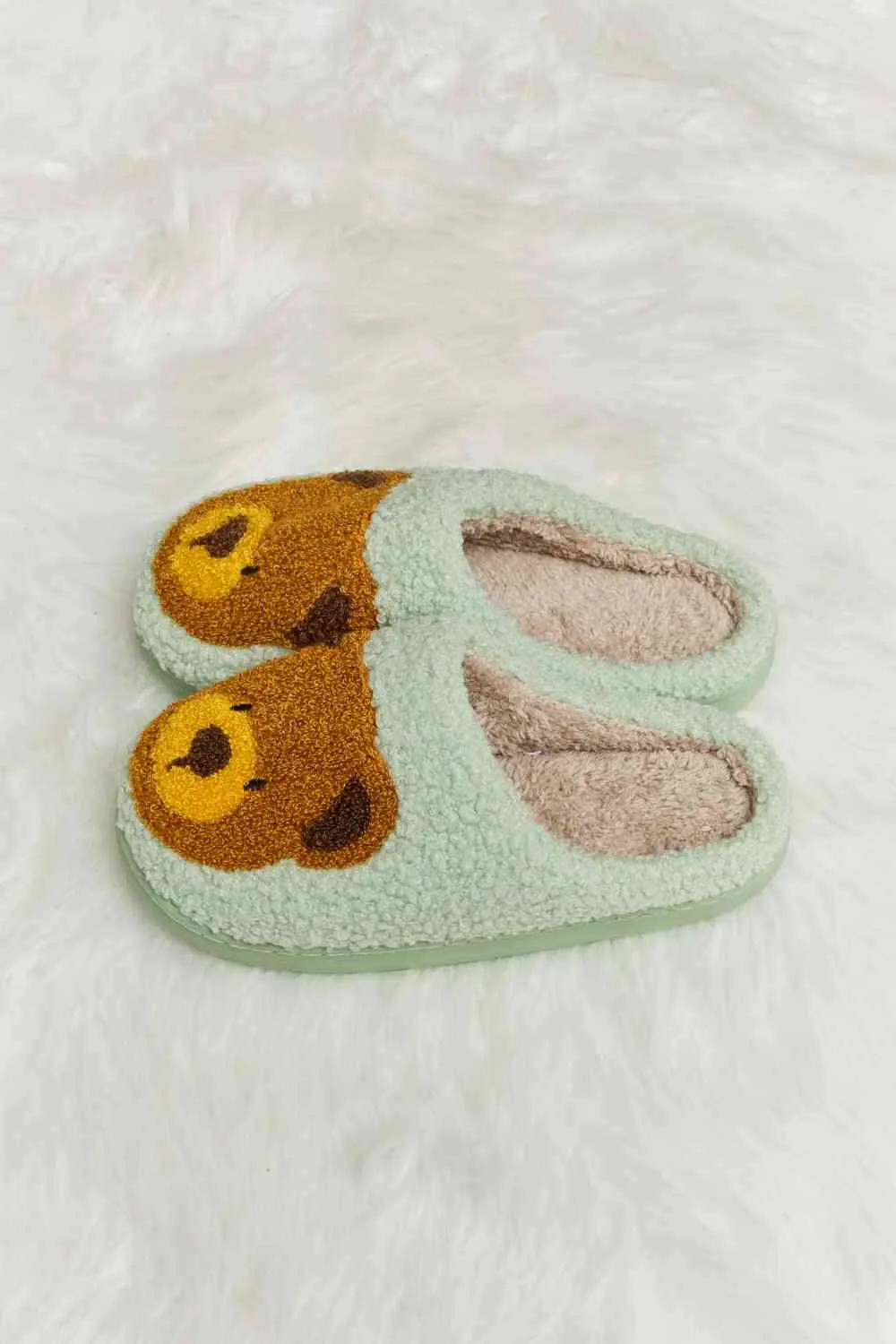 Melody Teddy Bear Print Plush Slide Slippers - 6 Colors