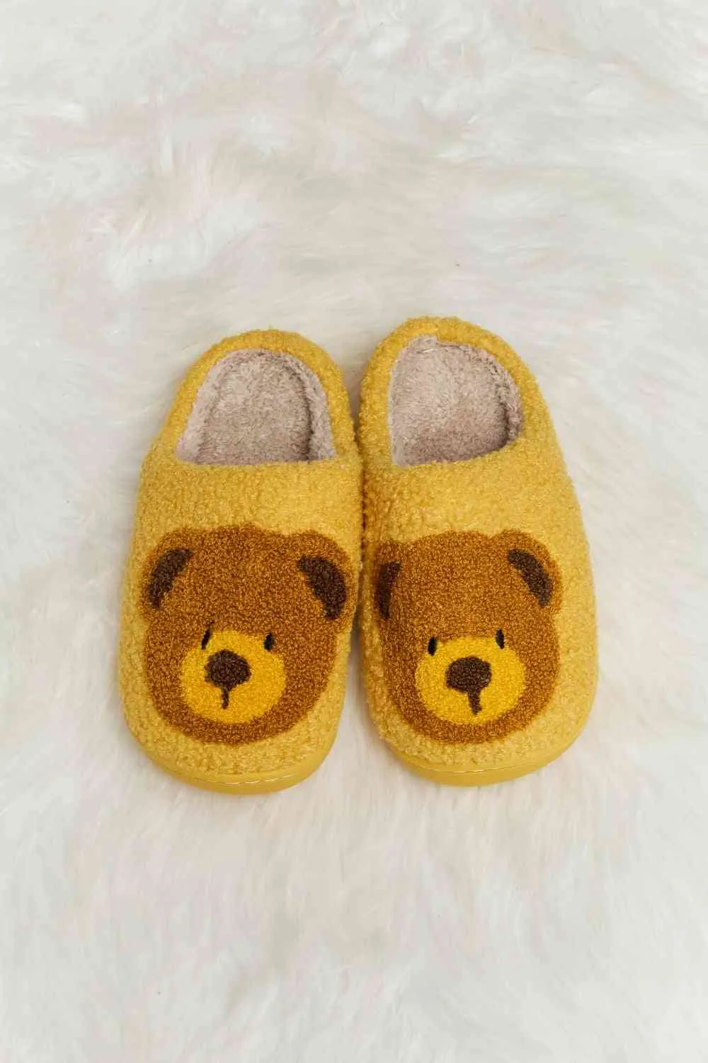 Melody Teddy Bear Print Plush Slide Slippers - 6 Colors