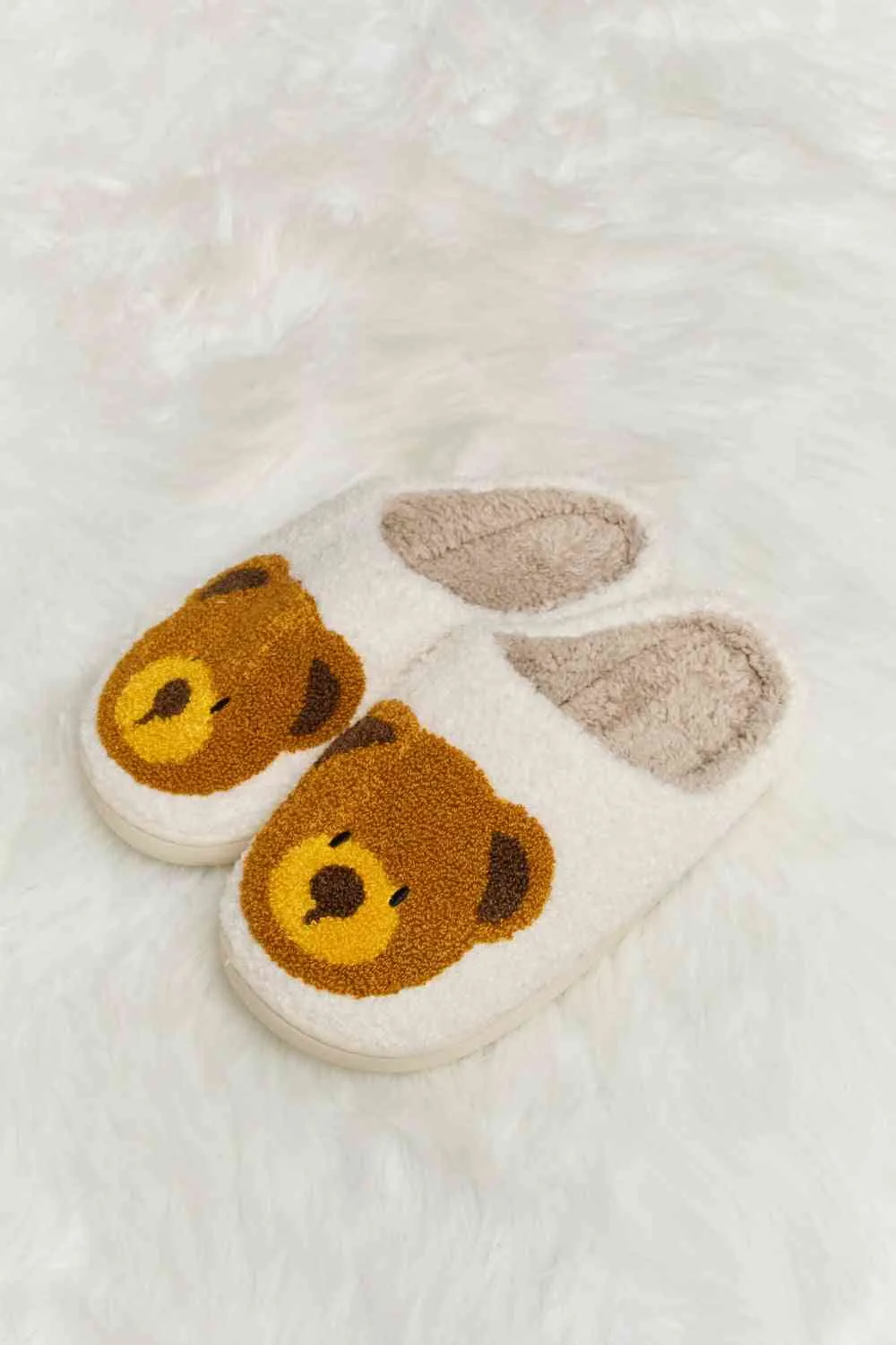 Melody Teddy Bear Print Plush Slide Slippers - 6 Colors