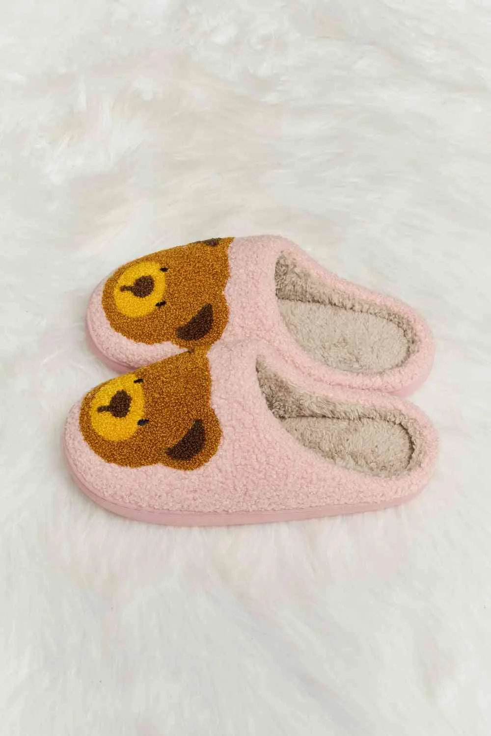 Melody Teddy Bear Print Plush Slide Slippers - 6 Colors