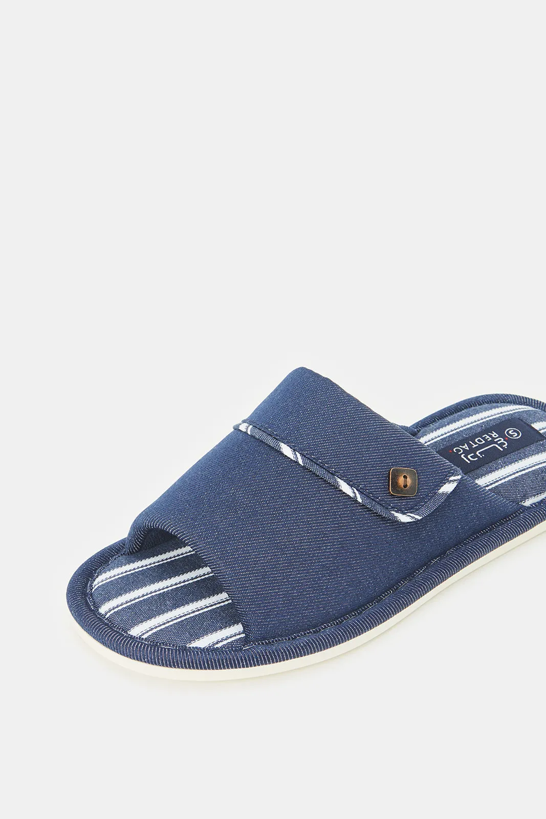 Men Blue Striped Denim Slippers