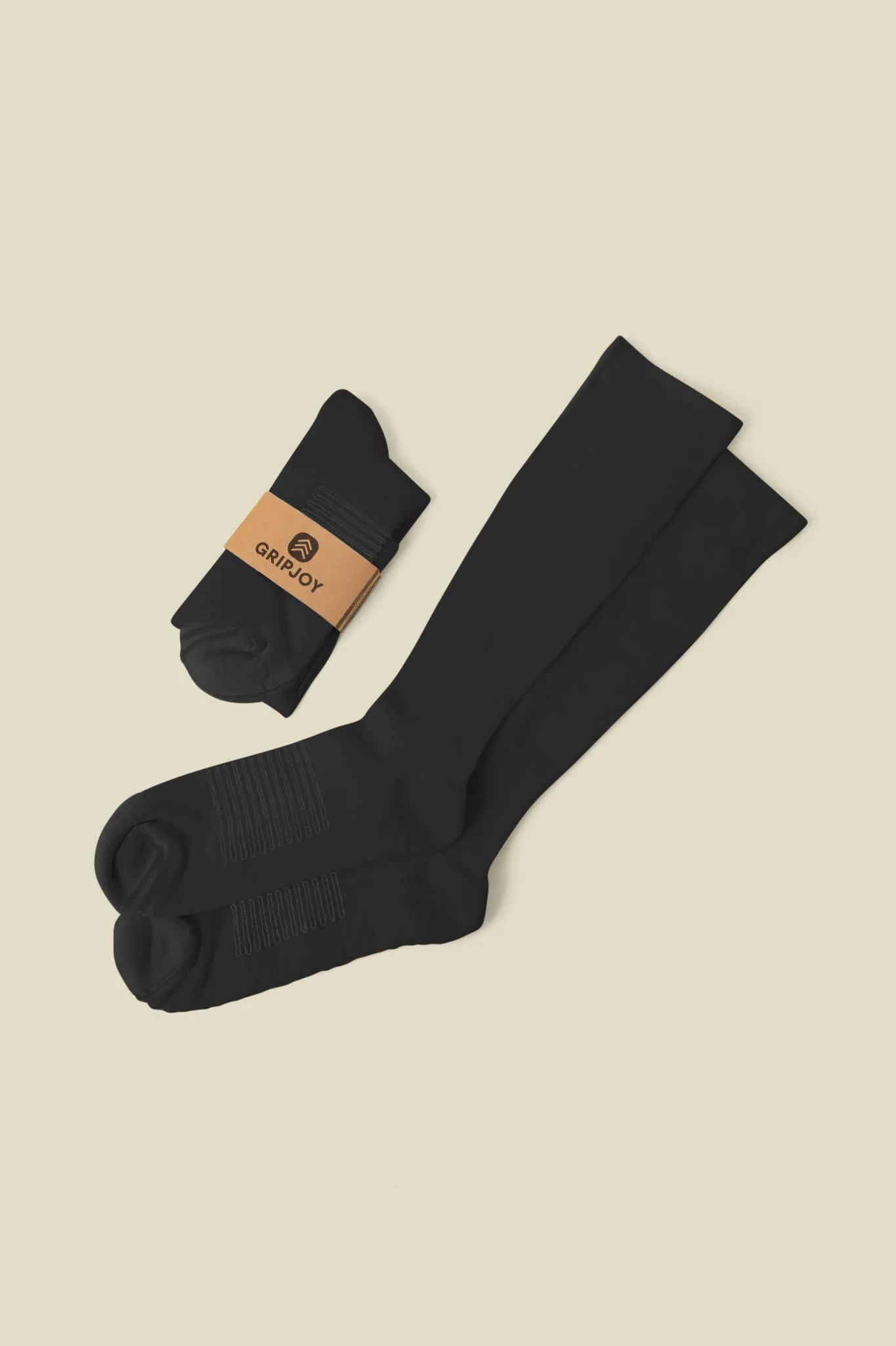 Men's Black Compression Socks with Grips - 2 Pairs