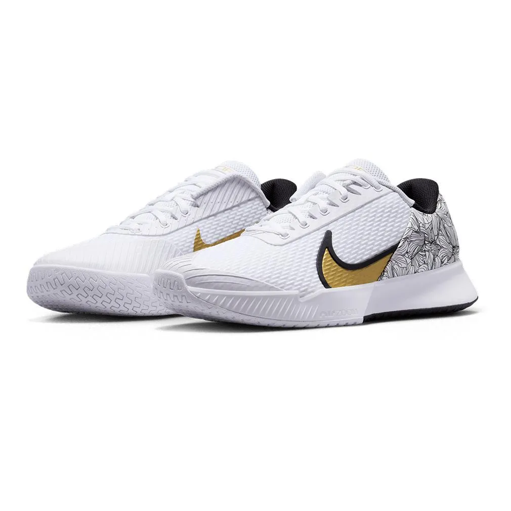 Men`s Magnolia Air Zoom Vapor Pro 2 Tennis Shoes White and Metallic Gold