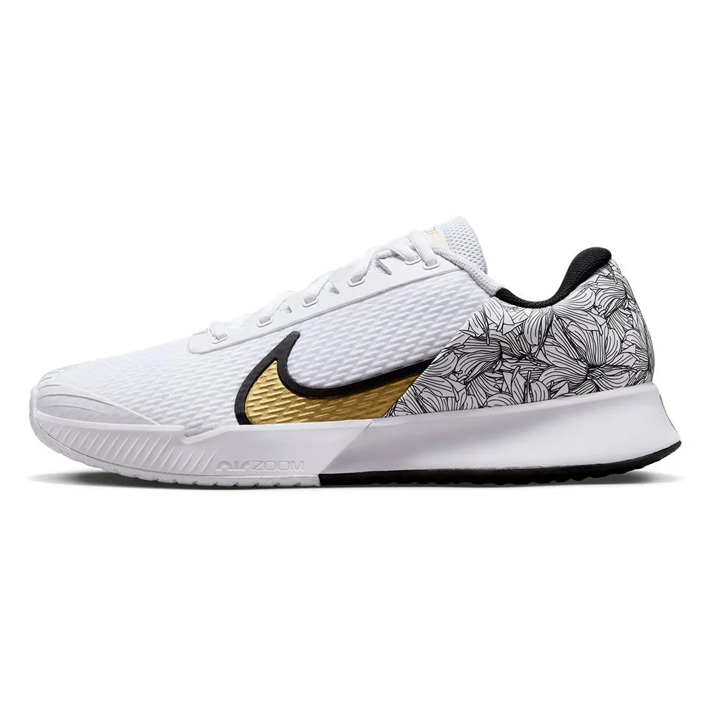 Men`s Magnolia Air Zoom Vapor Pro 2 Tennis Shoes White and Metallic Gold