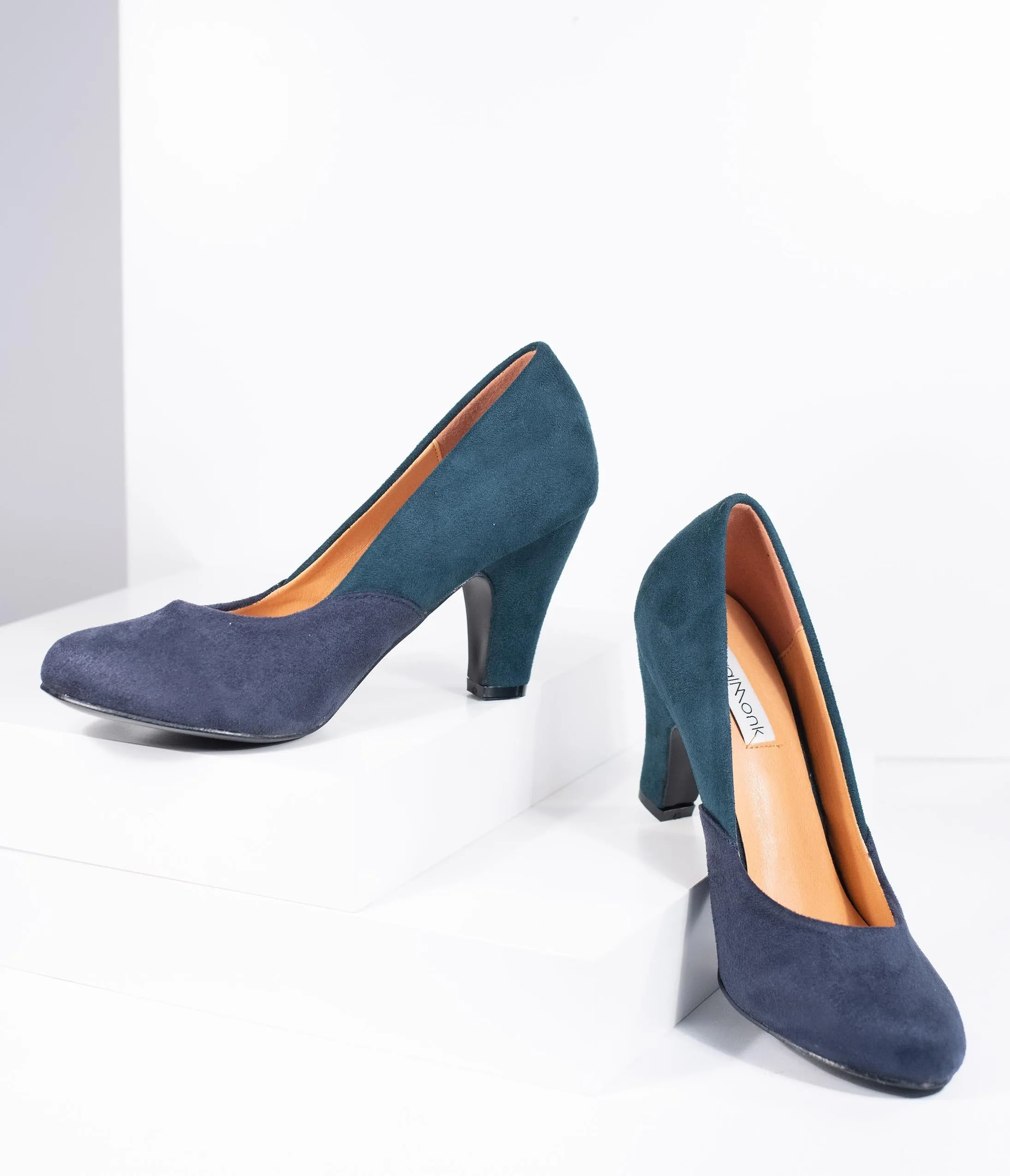 Navy & Teal Suede Two Tone Pumps