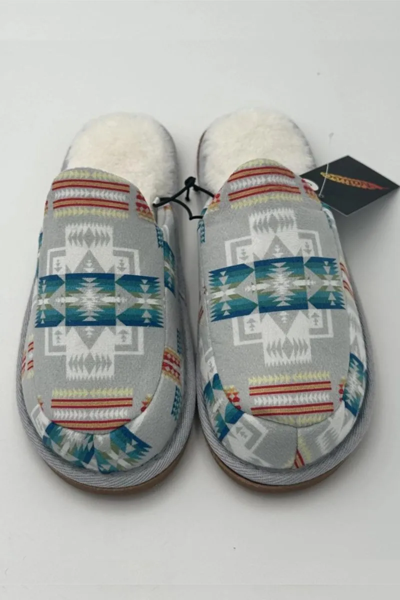 No Heel Wrap Indoor Slippers, Aztec