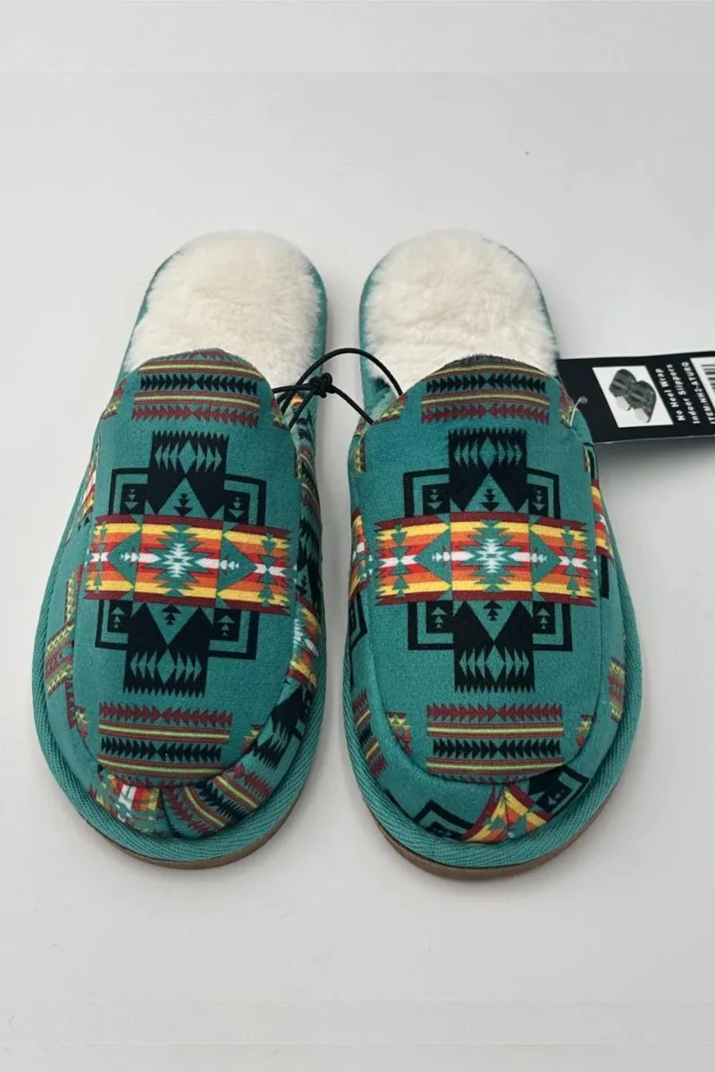 No Heel Wrap Indoor Slippers, Aztec