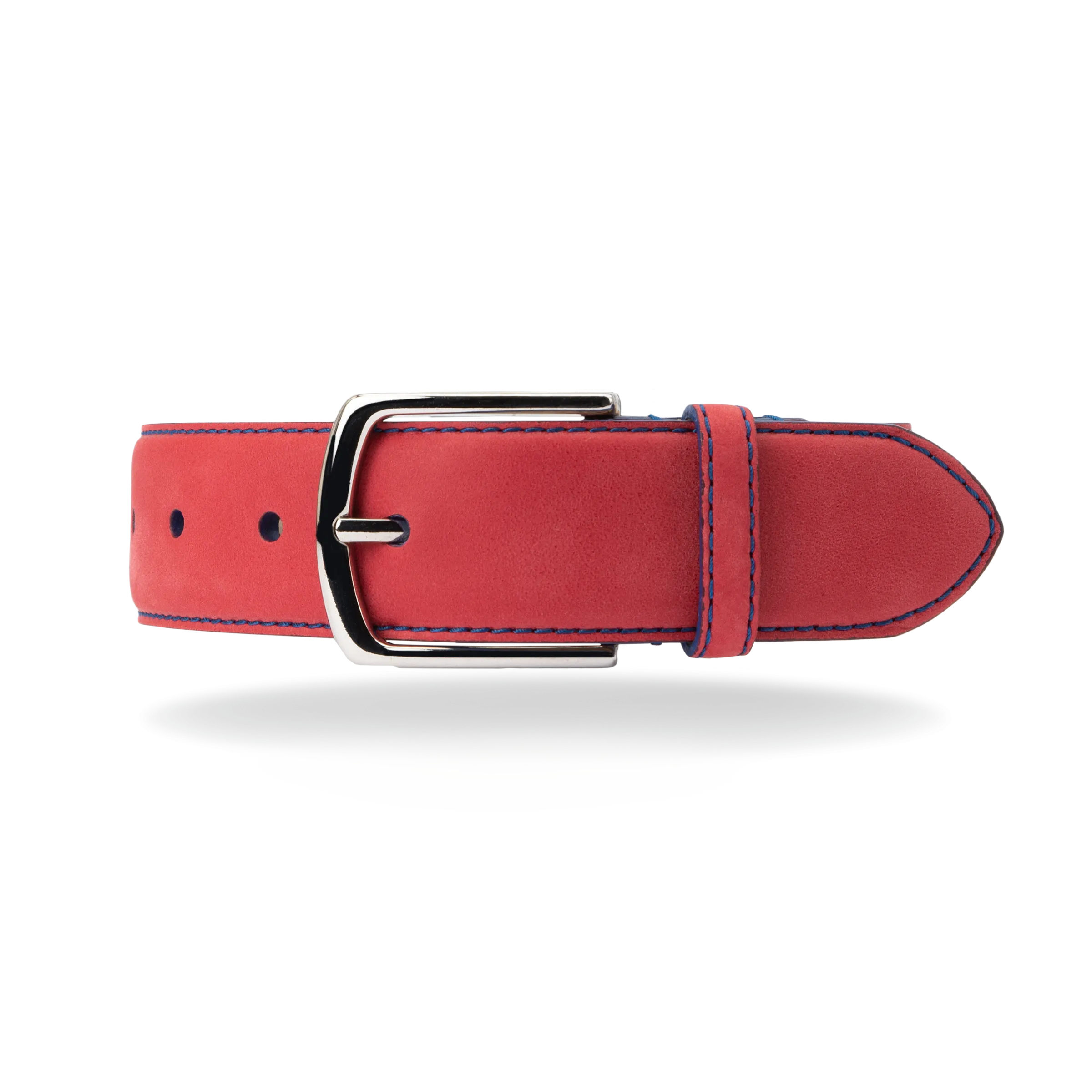 Nubuck Belt - Red Nubuck/Blue Stitch