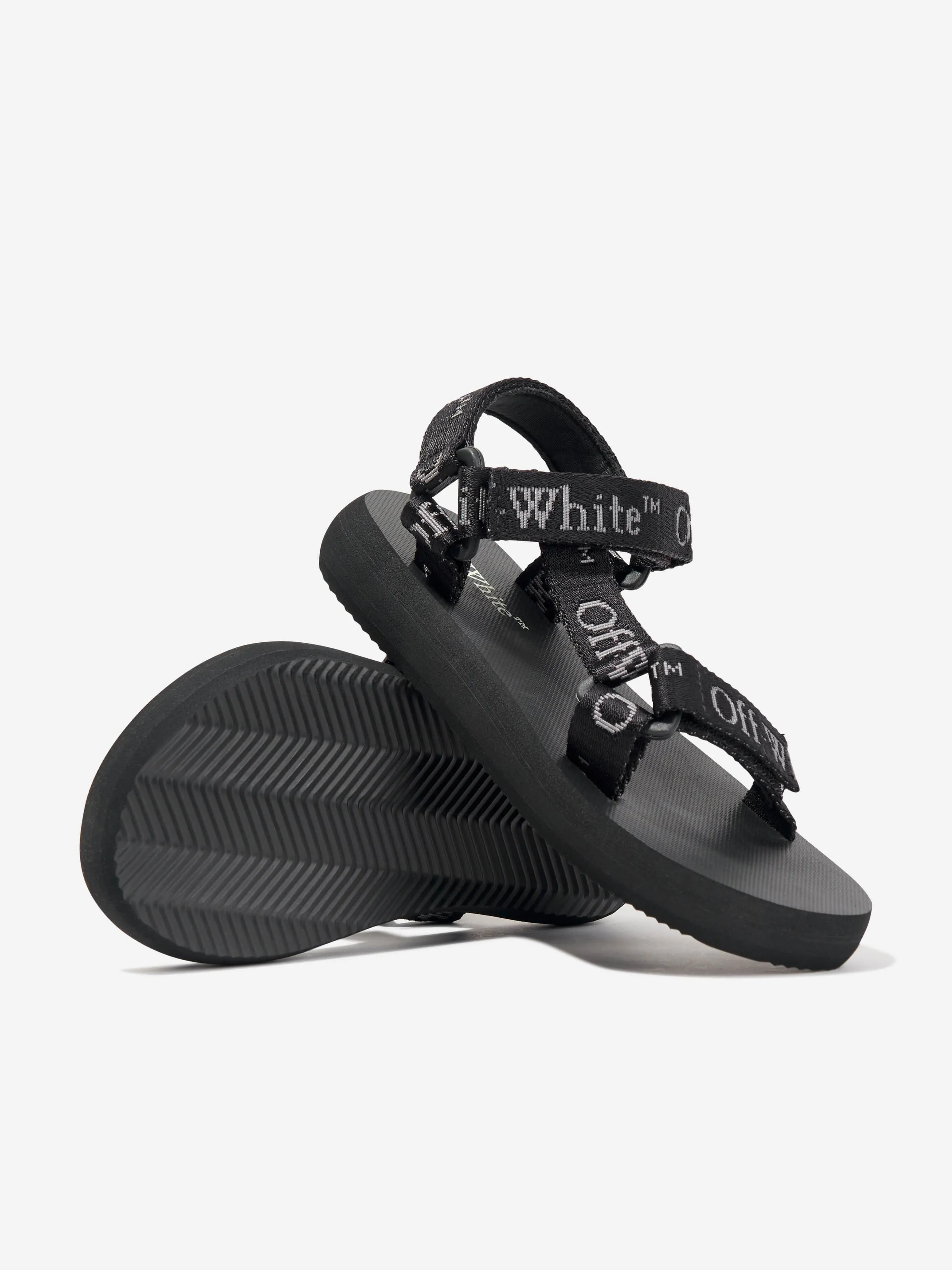 Off-White Kids Bookish Logo Band Trek Sandals in Black