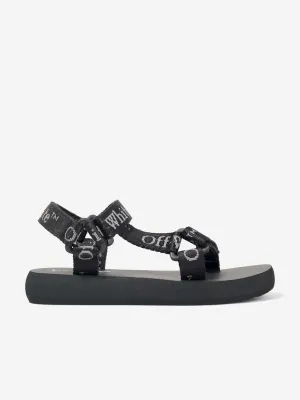 Off-White Kids Bookish Logo Band Trek Sandals in Black