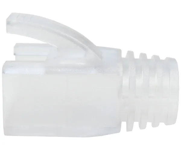 RJ45 Slip-On Boot, CAT6/6A/7, Type Oversize, Clear, 8mm OD - 25 Pack