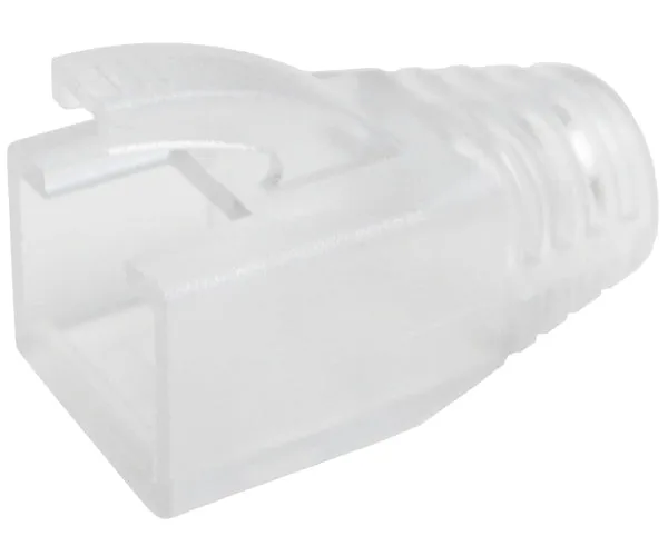 RJ45 Slip-On Boot, CAT6/6A/7, Type Oversize, Clear, 8mm OD - 25 Pack