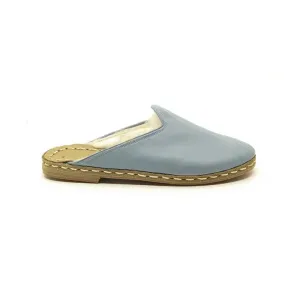 Sheepskin Furry Light Blue Men's Slippers