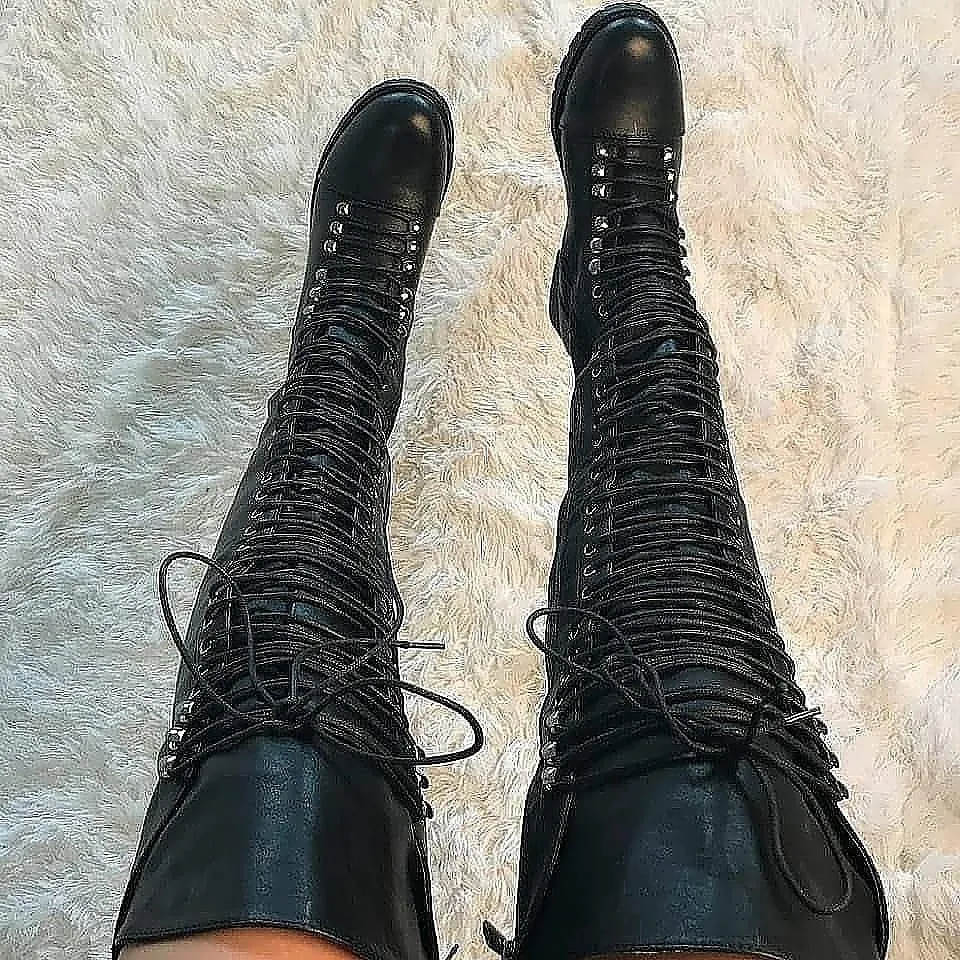 Travis~Extreme Thigh High Black Boot