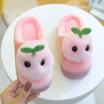 Unisex Cotton Indoor Non-Slip Warm Cute Slippers For Kids