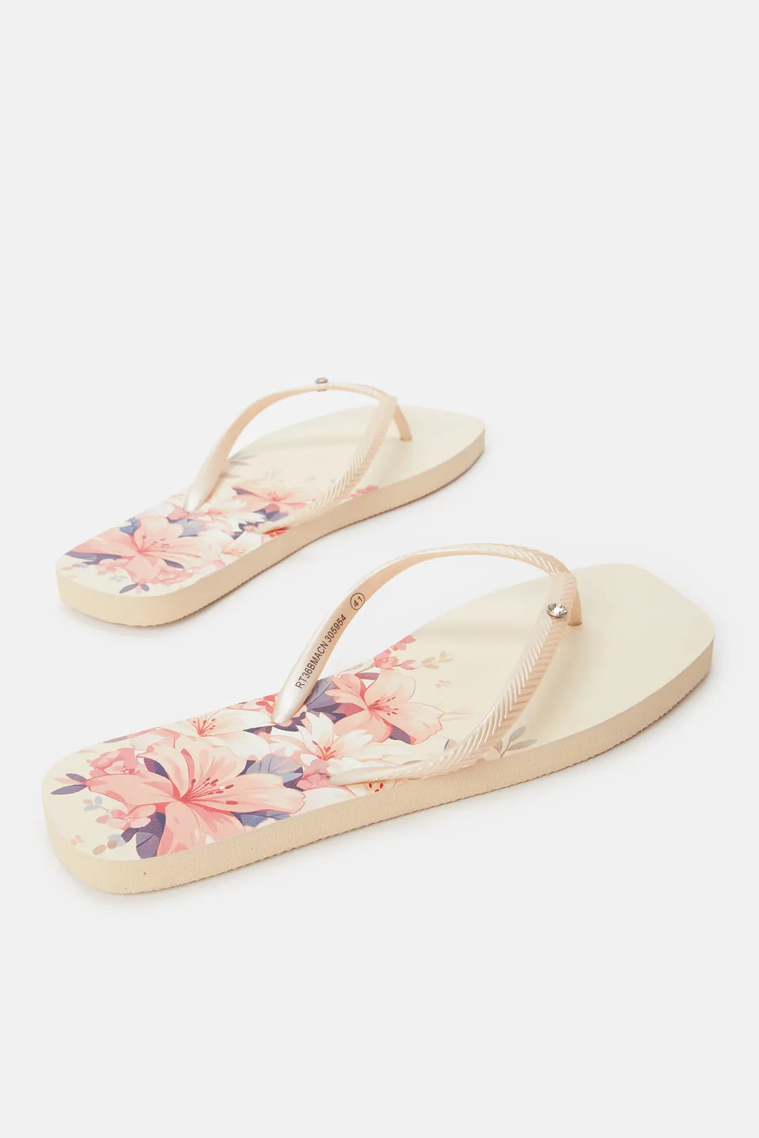 Women Pink Square Toe Flip Flop